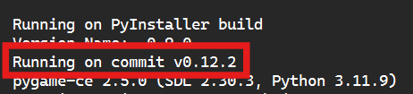 Stdout log with the correct version number highlighted