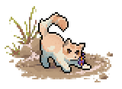 Screenshot of a cat profile, the cat is using a new longhair apprentice sprite and is wearing the new pickleweed accessory.
