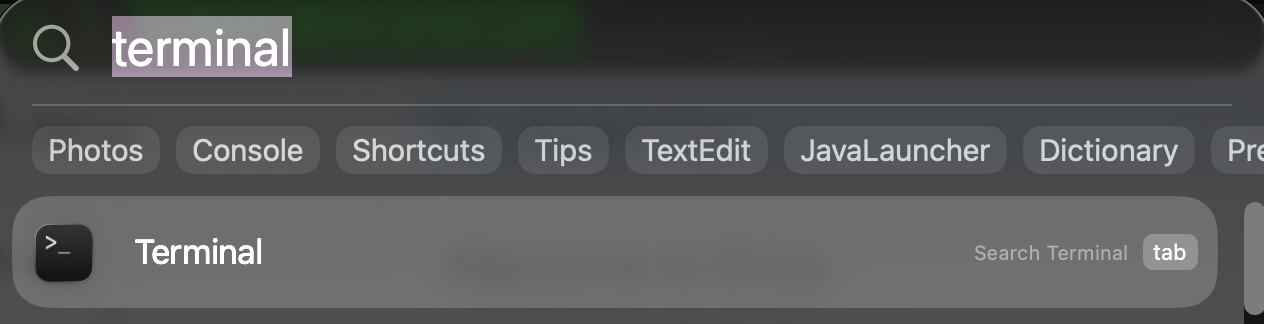 searching terminal for mac